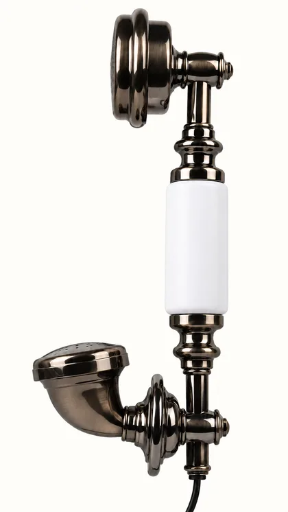 White and dark metal audio guestbook handset without the machine body