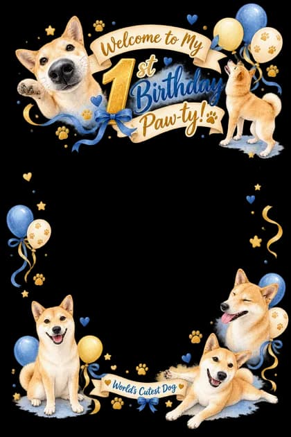 Custom first birthday photo booth overlay